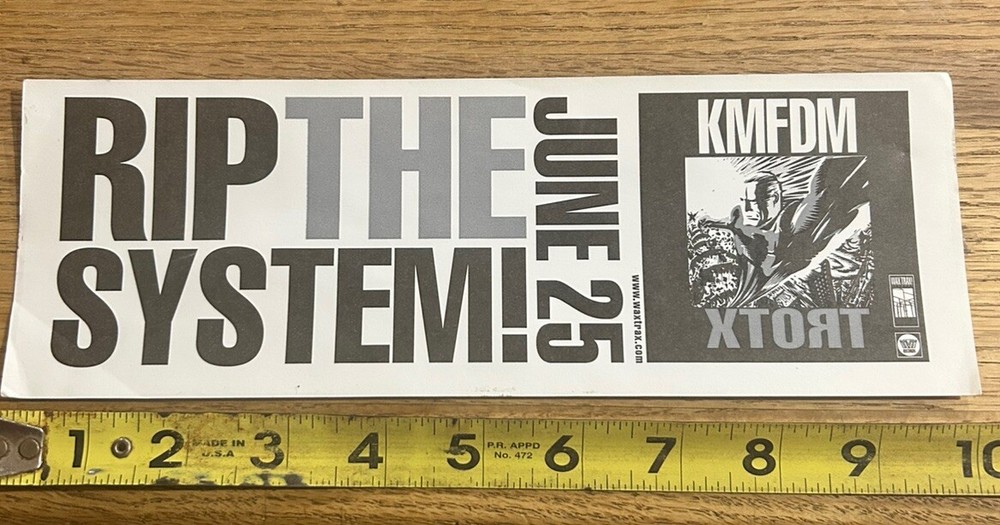 KMFDM - Rip The System! Promotional Sticker
