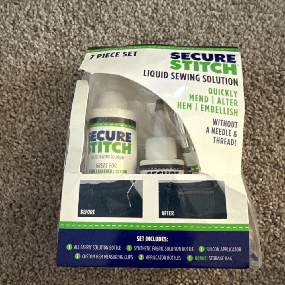 Secure Stitch Liquid Sewing Glue Emergency Solution  7pc Set