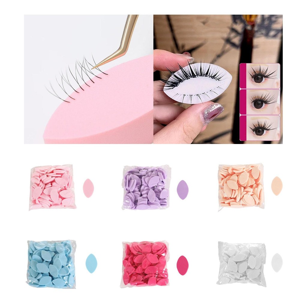 100Pcs Eye Shaped Practice Sponges Lash Practice Sponges Reusable Training