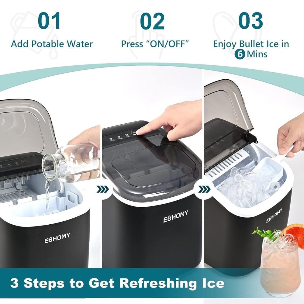 Countertop Ice Maker Machine with Handle Auto-Cleaning Portable for Home/Kitchen