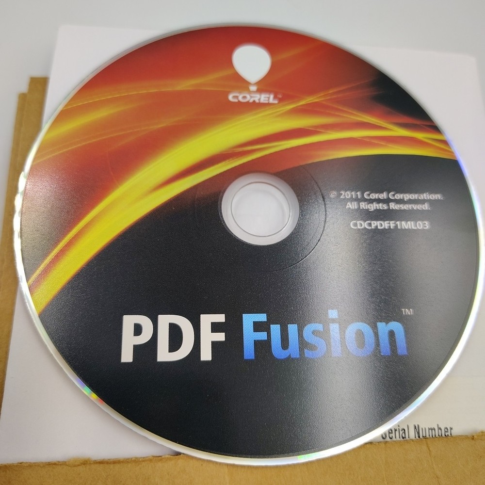 Corel PDF Fusion Software Disc w/Serial Number 2011 Version CPDFF1ENMB