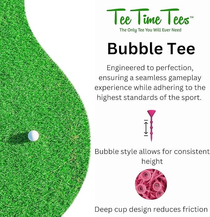 Bubble Golf Tee - Variable Length Unbreakable Step-Up Plastic Golf Tees, 25 Pack