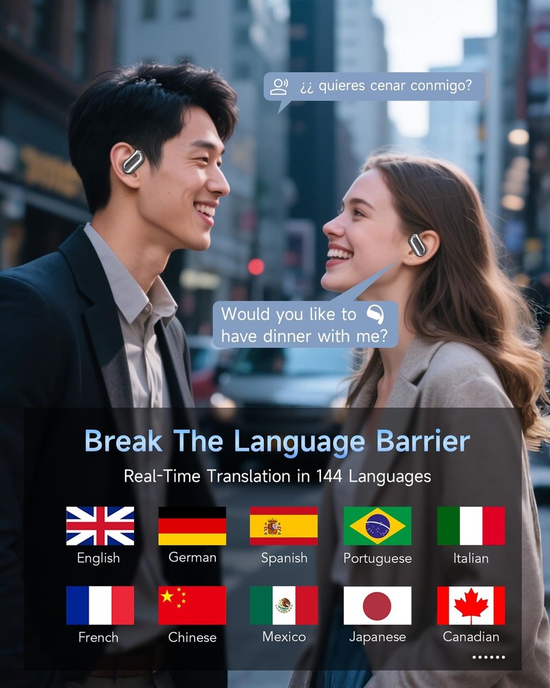 AI Translation Earbuds 144 Language Translator for iPhone and Android with