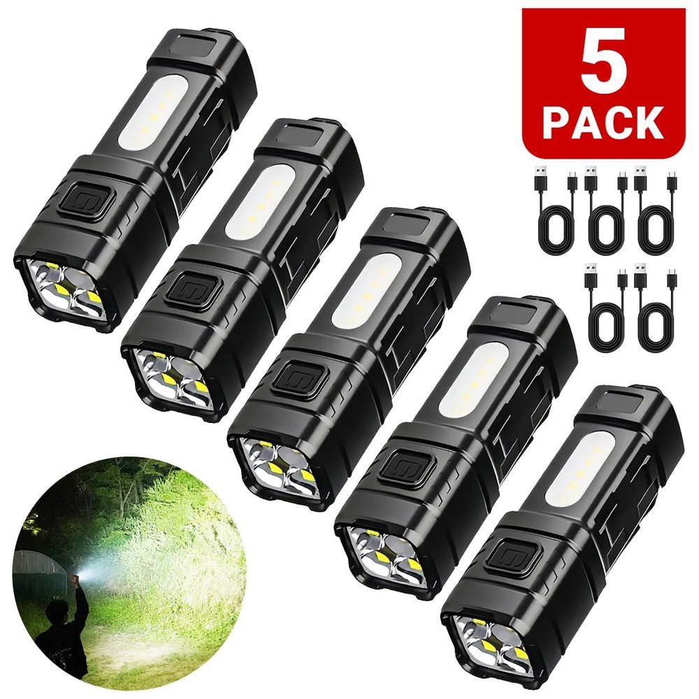 5x Mini Flashlight Rechargeable EDC Pocket Flashlights LED Small LED Work Lights