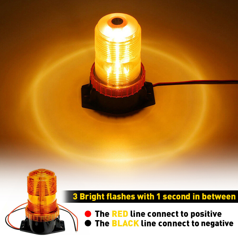 Amber 30LED Rotating Strobe Light Rooftop Flash Beacon 12V-24V