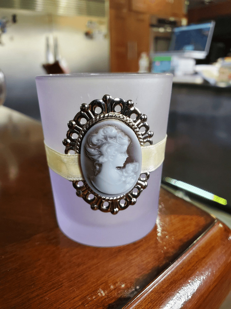 2 Cameo Votive Candle Holders