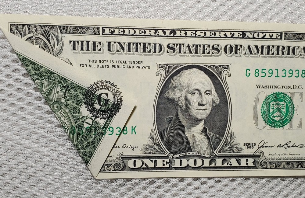 Printed Fold Error 1985 $1 FRN Error Note Nice Crisp Fold Over Error Note AU/UNC