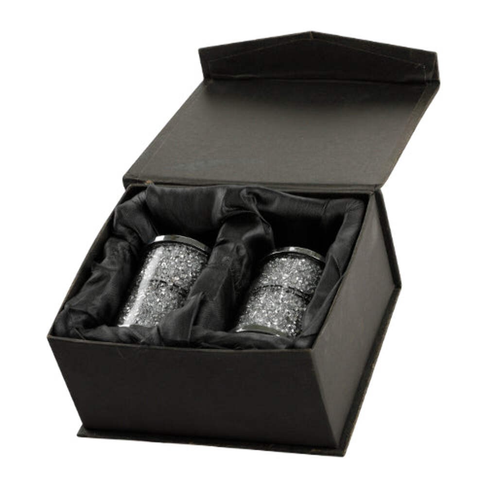 Crystal Salt & pepper Holders 6 cm with Silver Stones