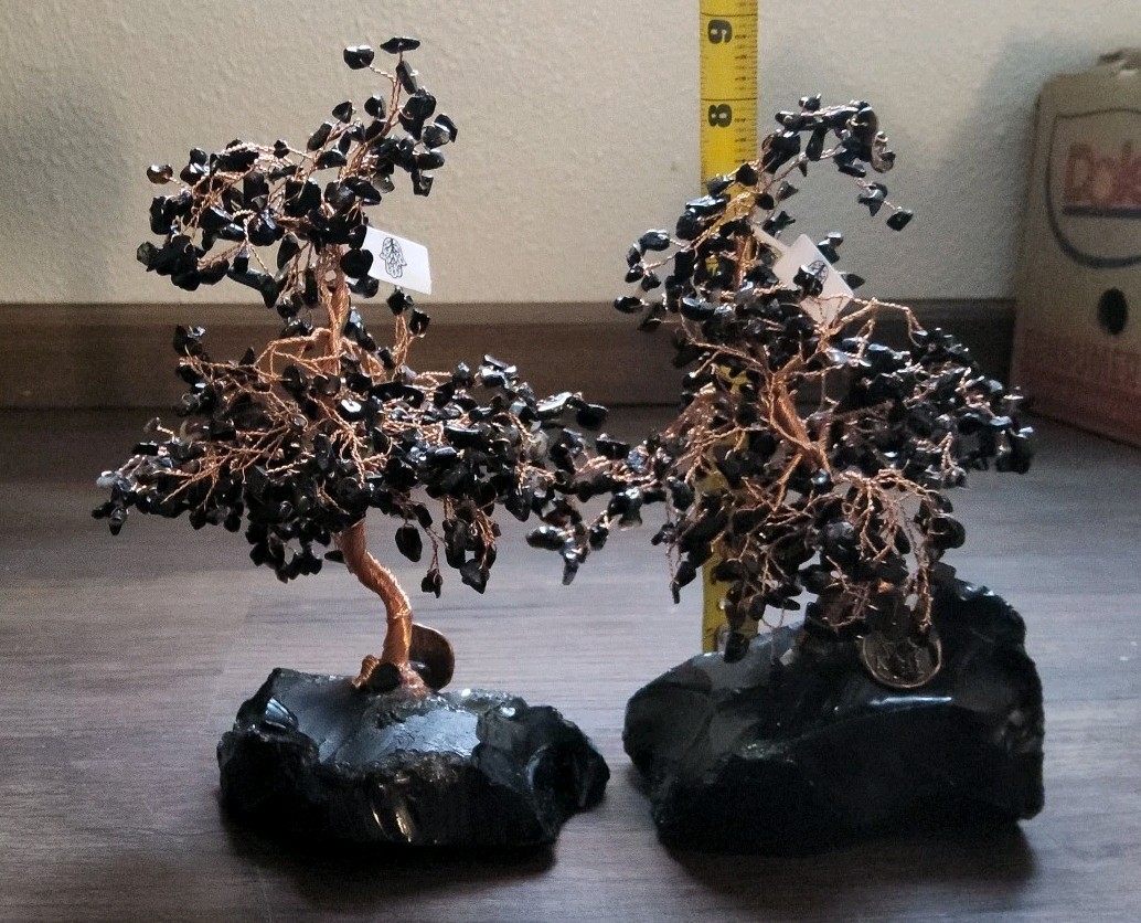 Lot of 2- Karma & Luck Black Onyx Feng Shui Tree Grounded Awareness HDPJ556