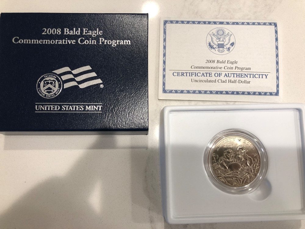 2008-S U.S. Mint Bald Eagle Commemorative Coin Program Clad Half Dollar In Box