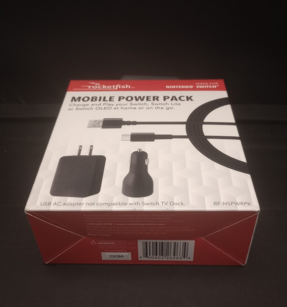 Mobile Power Set For Nintendo Switch OLED Light Rocketfish AC Travel Adapter.