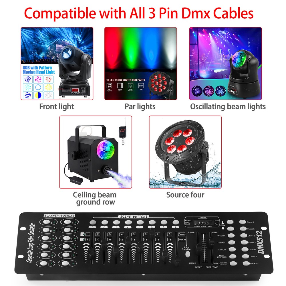 DMX512 DJ Controller 192CHs Stage Lighting Console Disco Light Operator Show