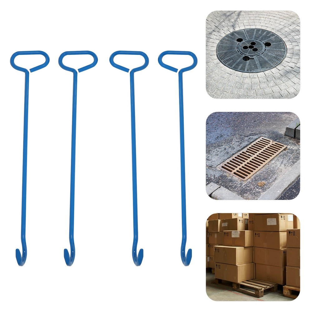 4pc Manhole Cover Hook Tool Versatile Lifting Hooks Tool Hook 76.2cm/30in