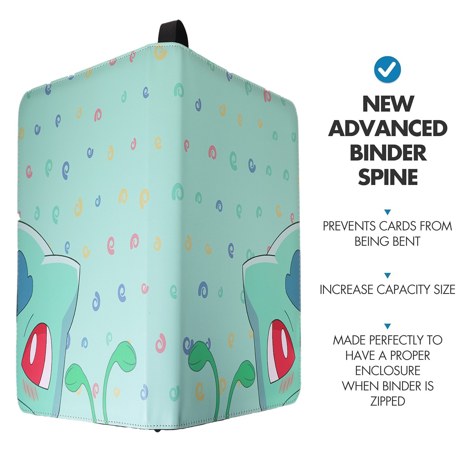 900 Cards Pocket Binder 9 Pocket Game Sport Trading Card Album Folder -Bulbasaur