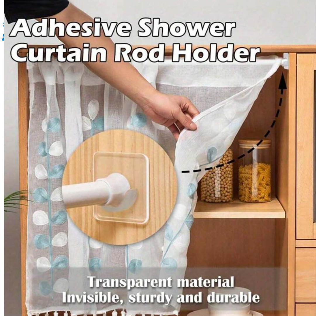 Adhesive Shower Curtain Rod Holder 4pcs Wall Mount Transparent Tension Bracket