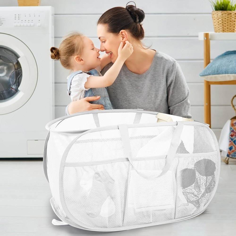 Collapsible Laundry Baskets 4 Pack Pop Up Hamper Mesh Foldable Clothes Bin