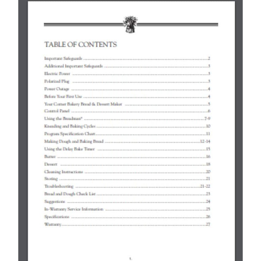 Breadman Bread Maker CORNER BAKERY TR888 Instruction Manual(Only!) 30 pages