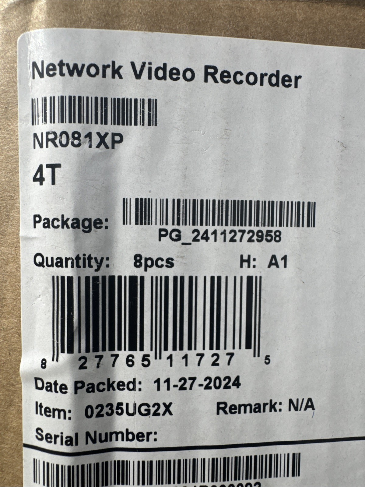 NVR 8-Ch, POE, with No HDD, by Uniview Tech, NR081XP,