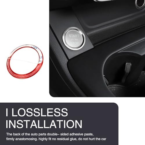 Car Button Decoration, Engine Button Starter Cover, Ignition Ring 2 PCS Silver