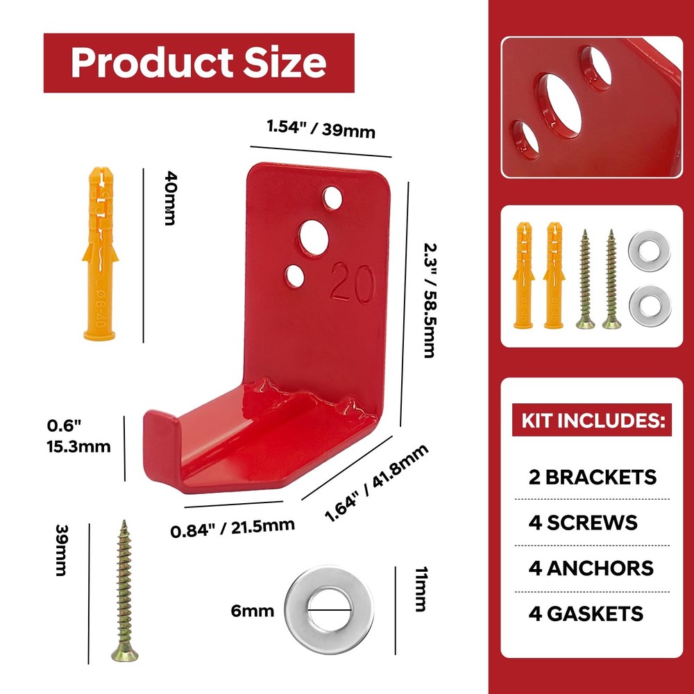 2 PCS Fire Extinguisher Mount Universal Bracket Wall Holder Fits 540 Lb