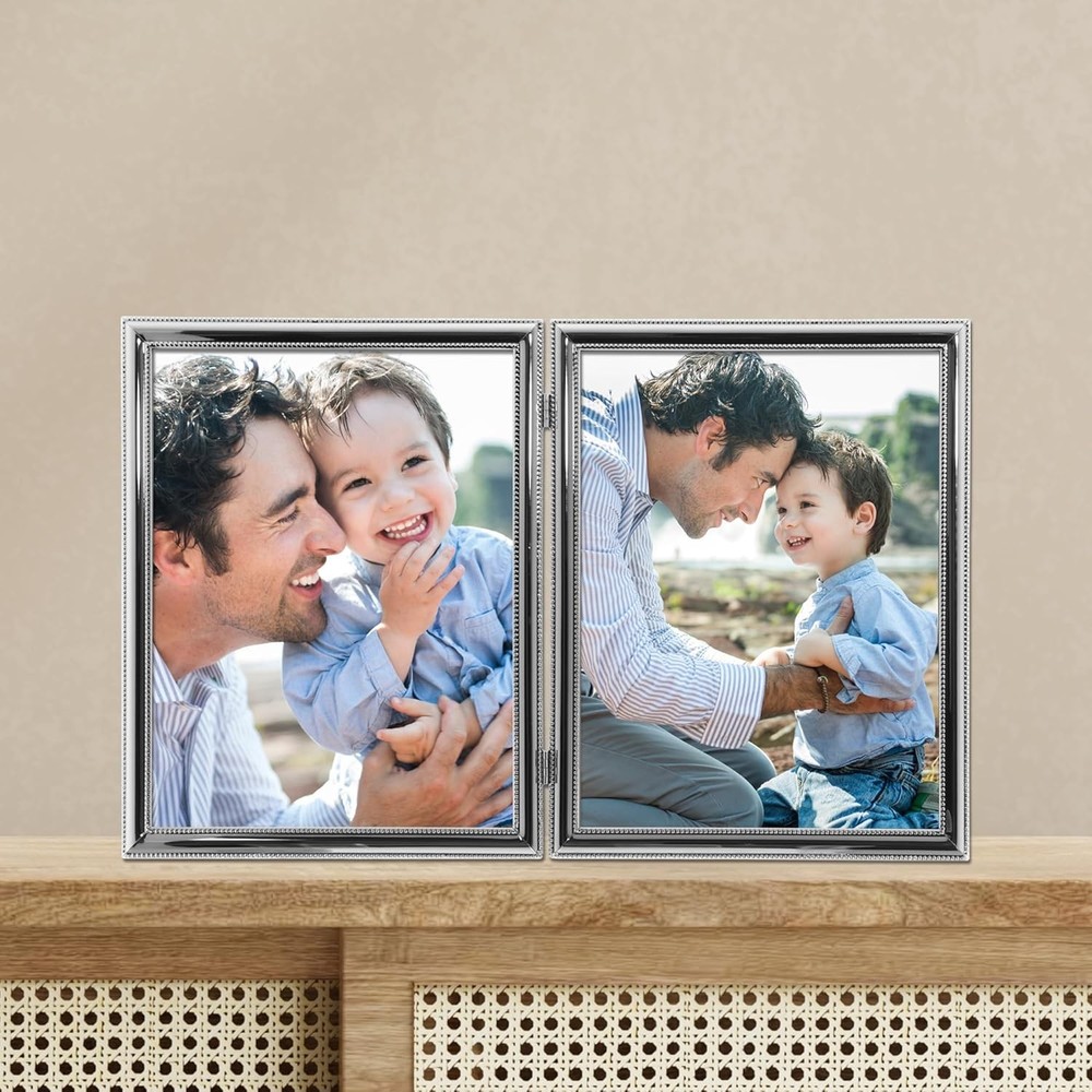 Lawrence Frames 510780D Silver Plated Double Bead Hinged 8x10 Double,