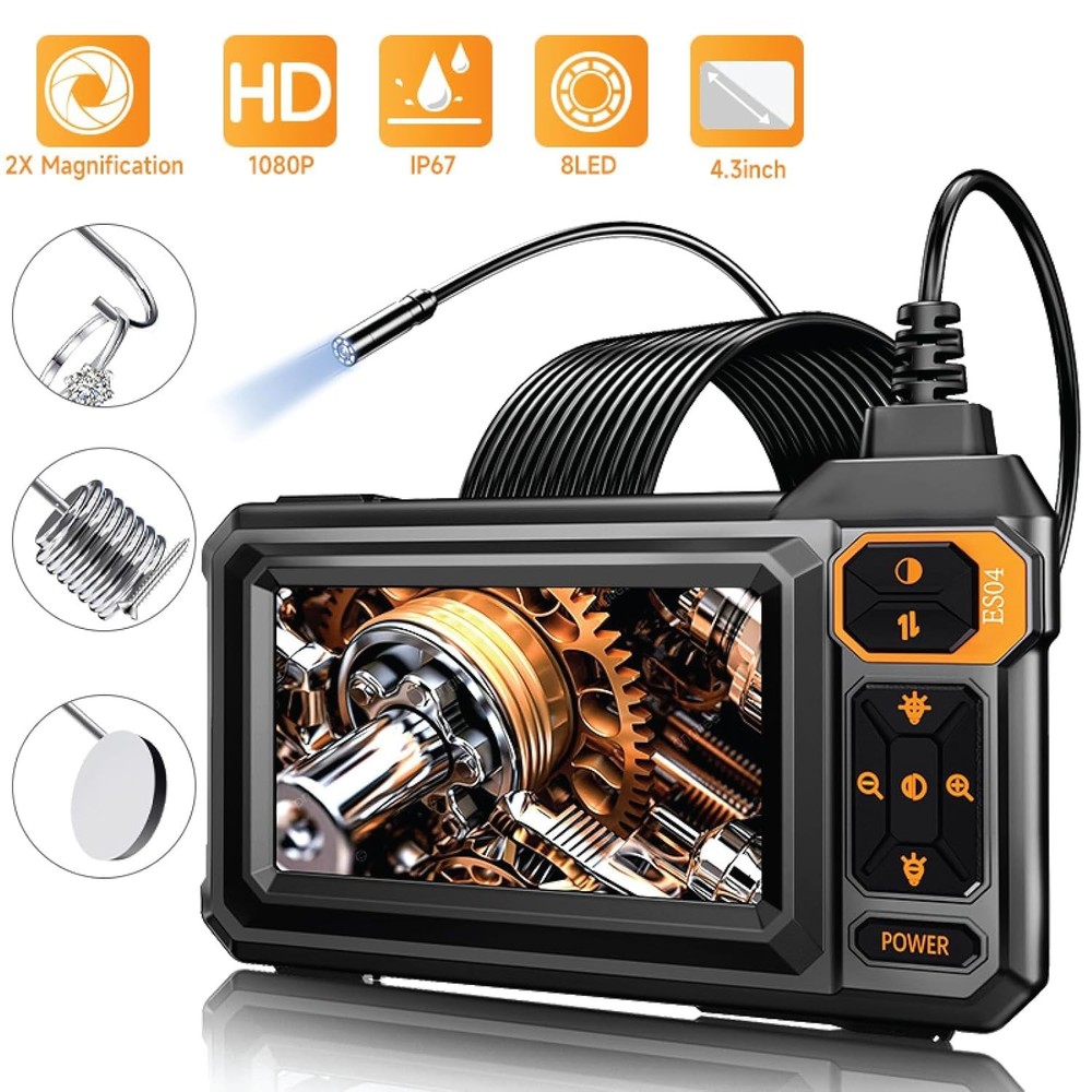 180° Rotating Endoscope with 16.5 FT Cable & 4.3" Display for Precise Inspection