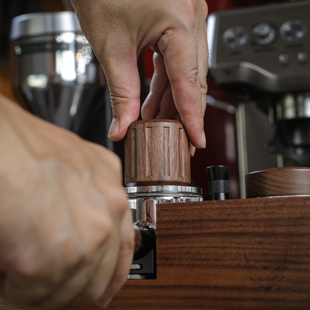 Echo Calibrated Espresso Tamper 54mm with Click Feedback, 30lb Spring, Walnut...