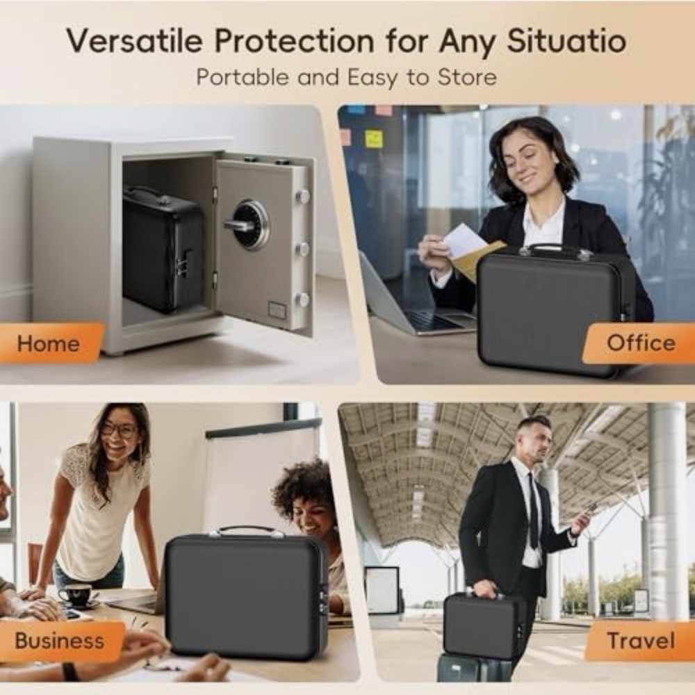 Fireproof Document Box, Hard Case Fireproof Box with Lock, Portable Hard-Shel...