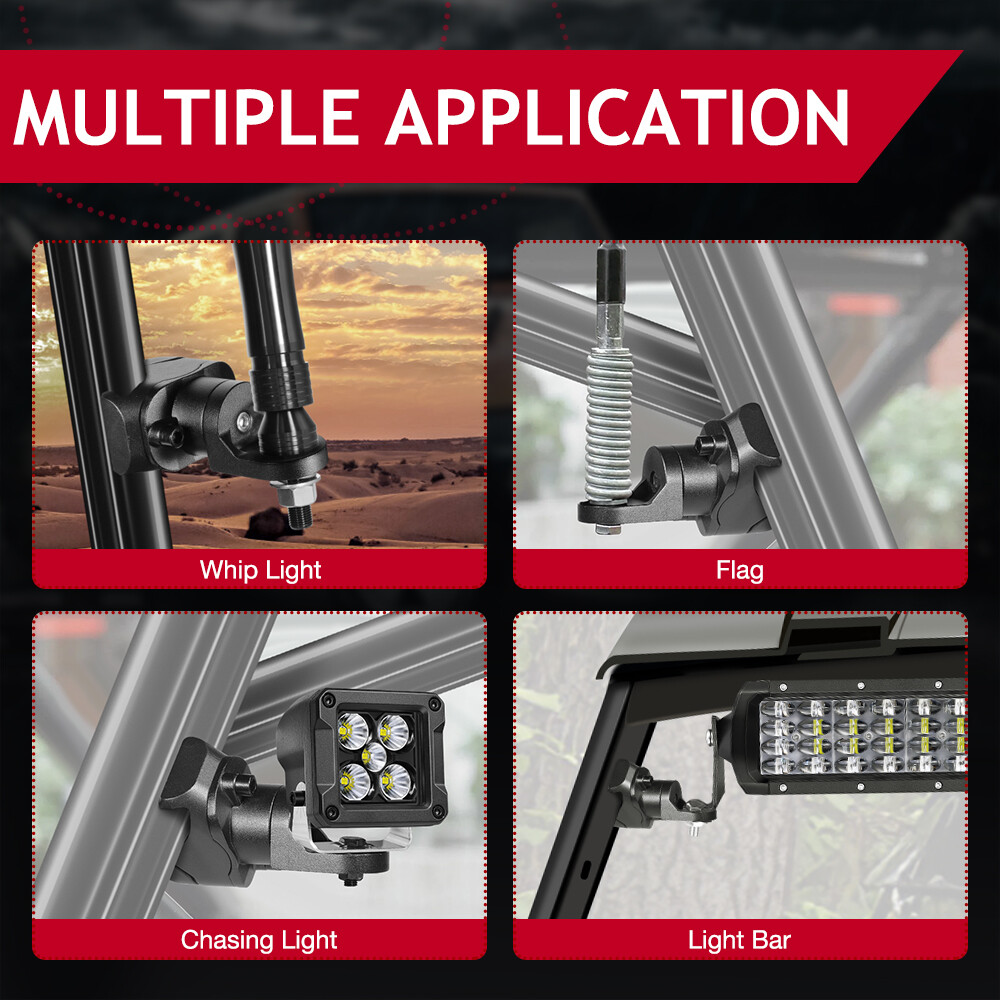 For CFMOTO UFORCE 600 1000 UTV LED Whip Light Mount Clamp Pro-fit Cage SXS CNC