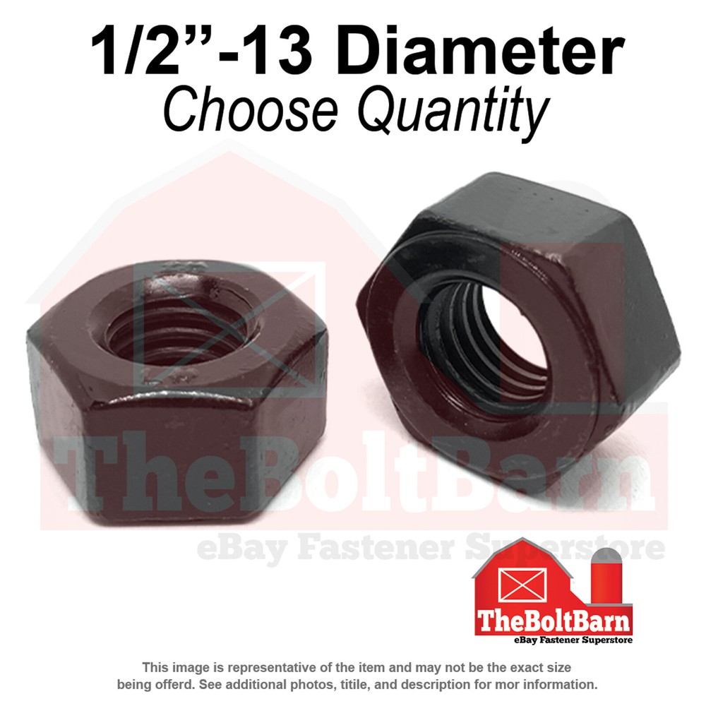 1/2"-13 Grade 2H Structural Heavy Hex Nuts Plain Coarse Thread (Pick Quantity)