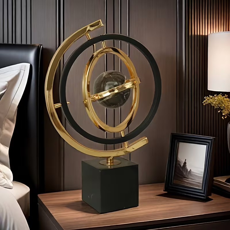 Rotate 360-Degree Spinning Globe Sculpture