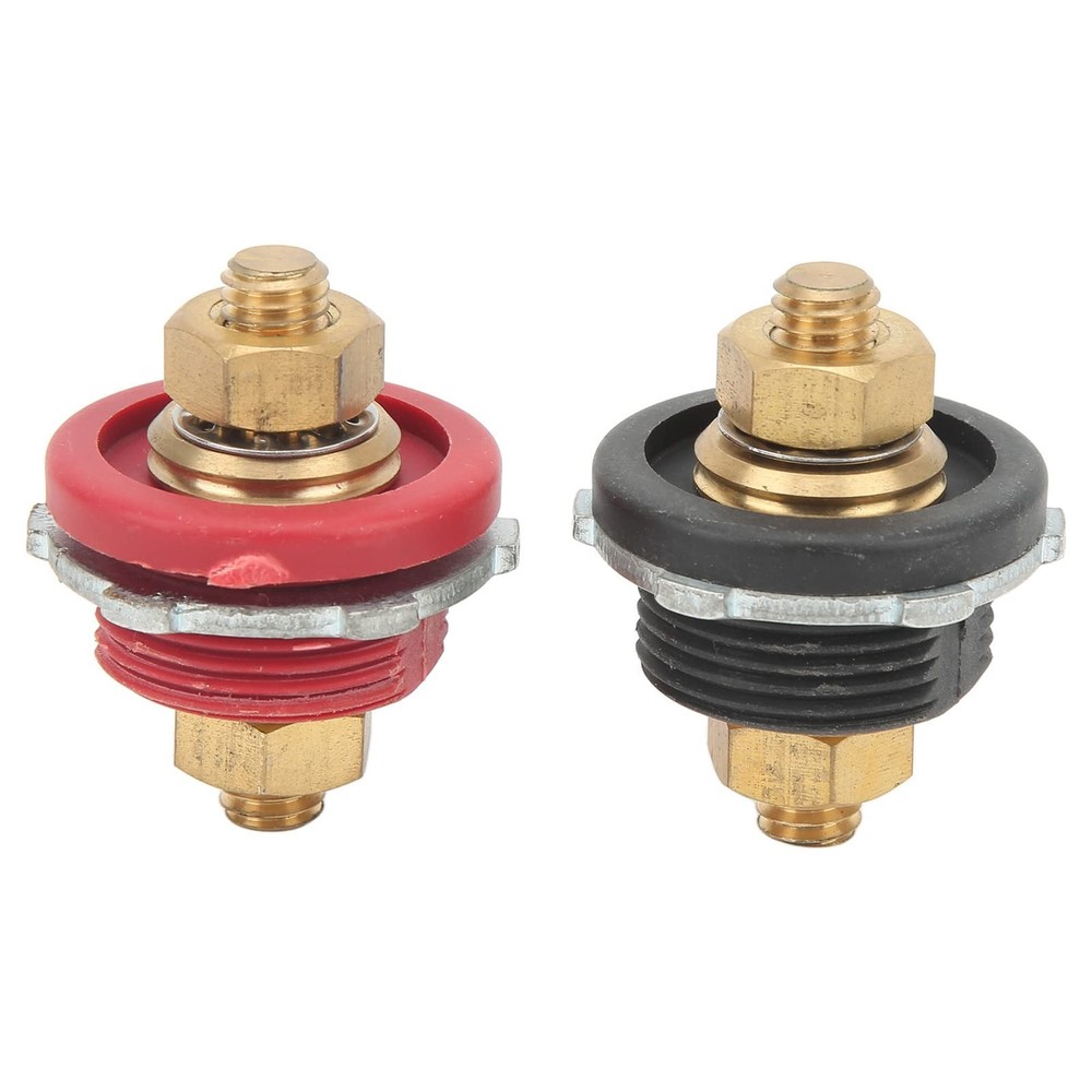 2 Pcs 3/8In Thru Panel Battery Terminal Connector, Stud Red