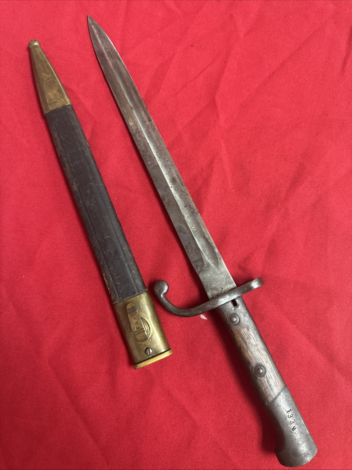 Alex Coppel Solingen Brazil M1908 Mauser Bayonet with Leather Scabbard A955