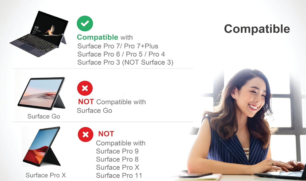 Wireless Keyboard Type Cover Trackpad Mouse Replacement Microsoft Surface Pro