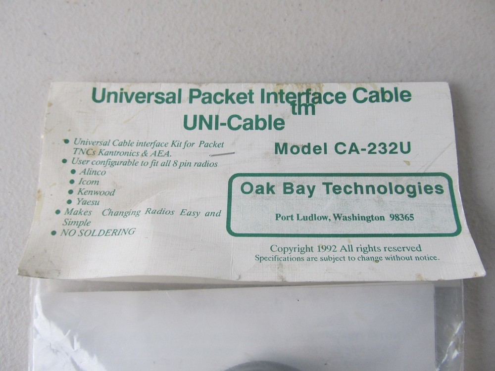 Oak Bay Tech Universal Packet Interface Cable Uni-Cable CA-232U