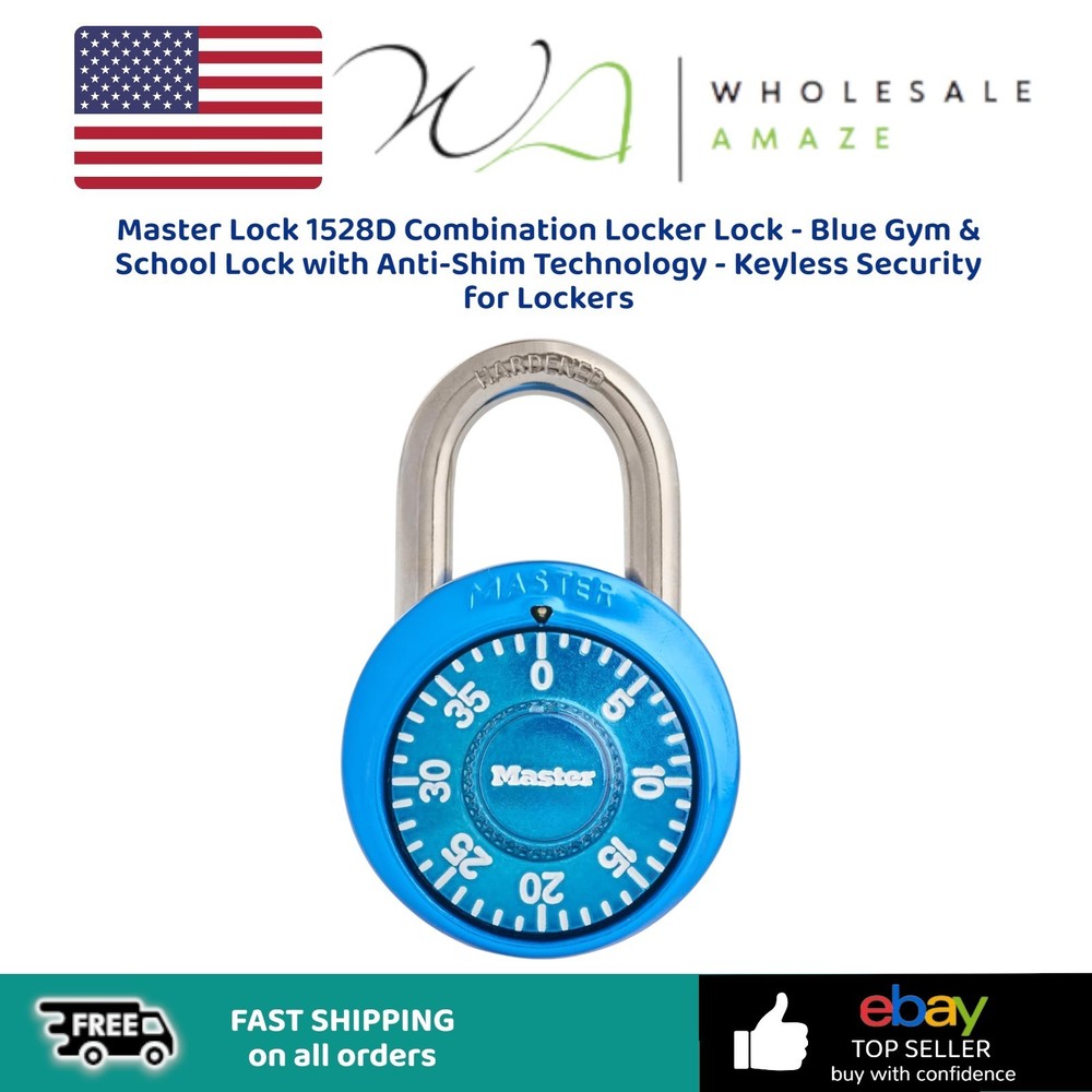 Master Lock 1528D Combination Locker Lock - Blue Gym & School Lock