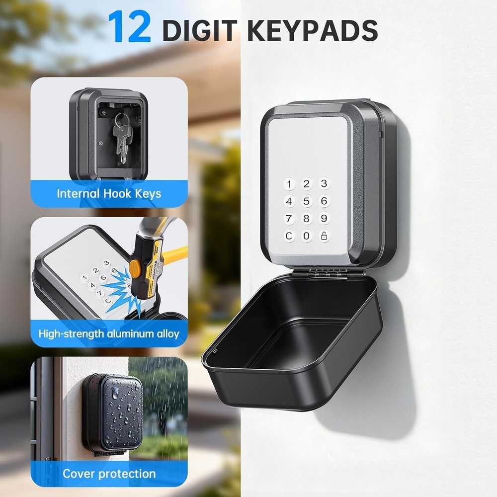 Smart Bluetooth Lock Box with PIN Code & Waterproof for Airbnb Access