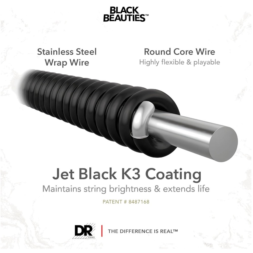 DR Black Beauties Medium-heavy Bass Strings - 5-String