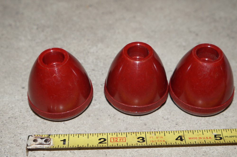 Lot of 3: Red GEAR SHIFT Handle Shifter Knobs - Phenolic Threaded, 1/2"-13
