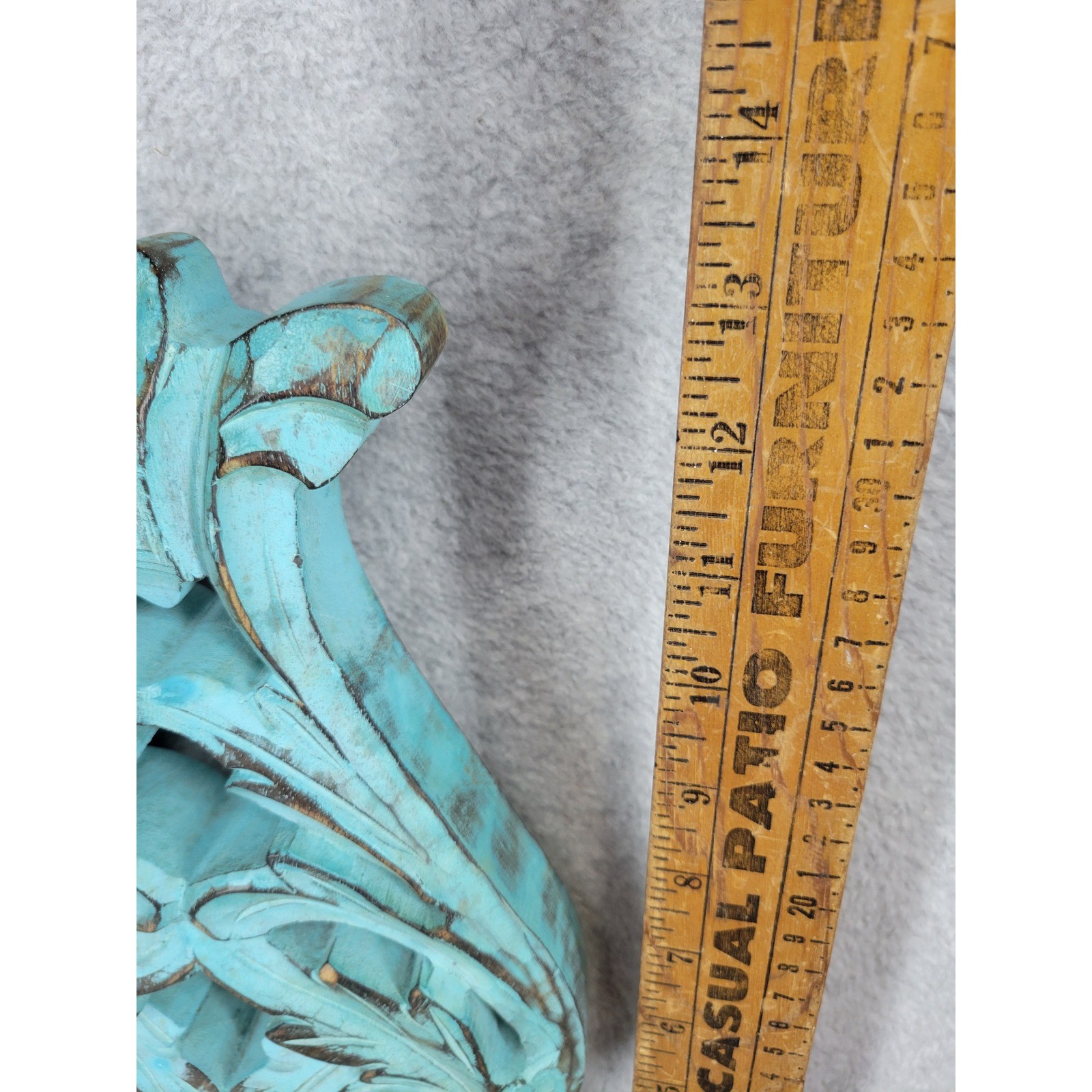 Set of 2 Ornate Carved Wooden Shelves Decor Accent Teal Distressed 13"