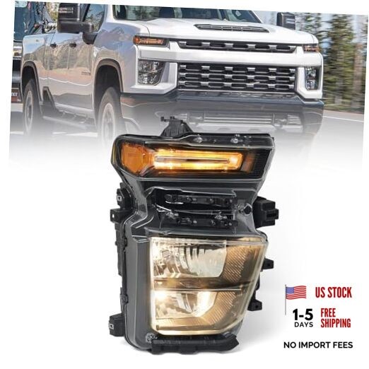 Halogen Headlight Assembly Pair Compatible with Chevy Right Passenger Side