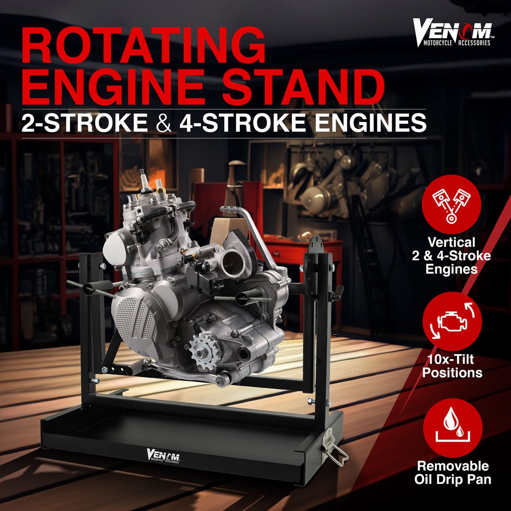 10 Adjustment Angles Engine Stand W/ Removable Oil Drip Pan