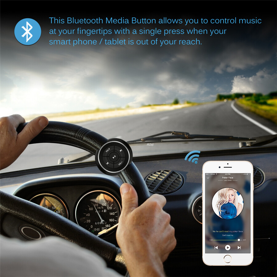 Steering Wheel Media Audio Music Car Wireless Bluetooth Remote Control Button