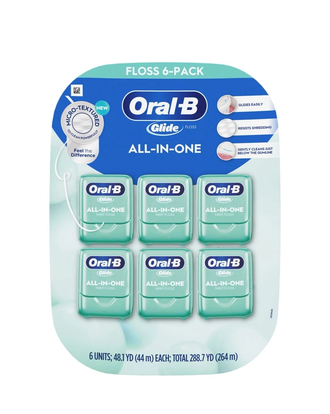 Oral-B Glide All-In-One Mint Flavor Dental Floss, 44 m, 6 pk.(288.7 Yards)