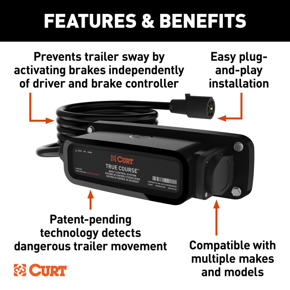 CURT True Course Advanced Bluetooth Trailer Sway Control System Part# 51202