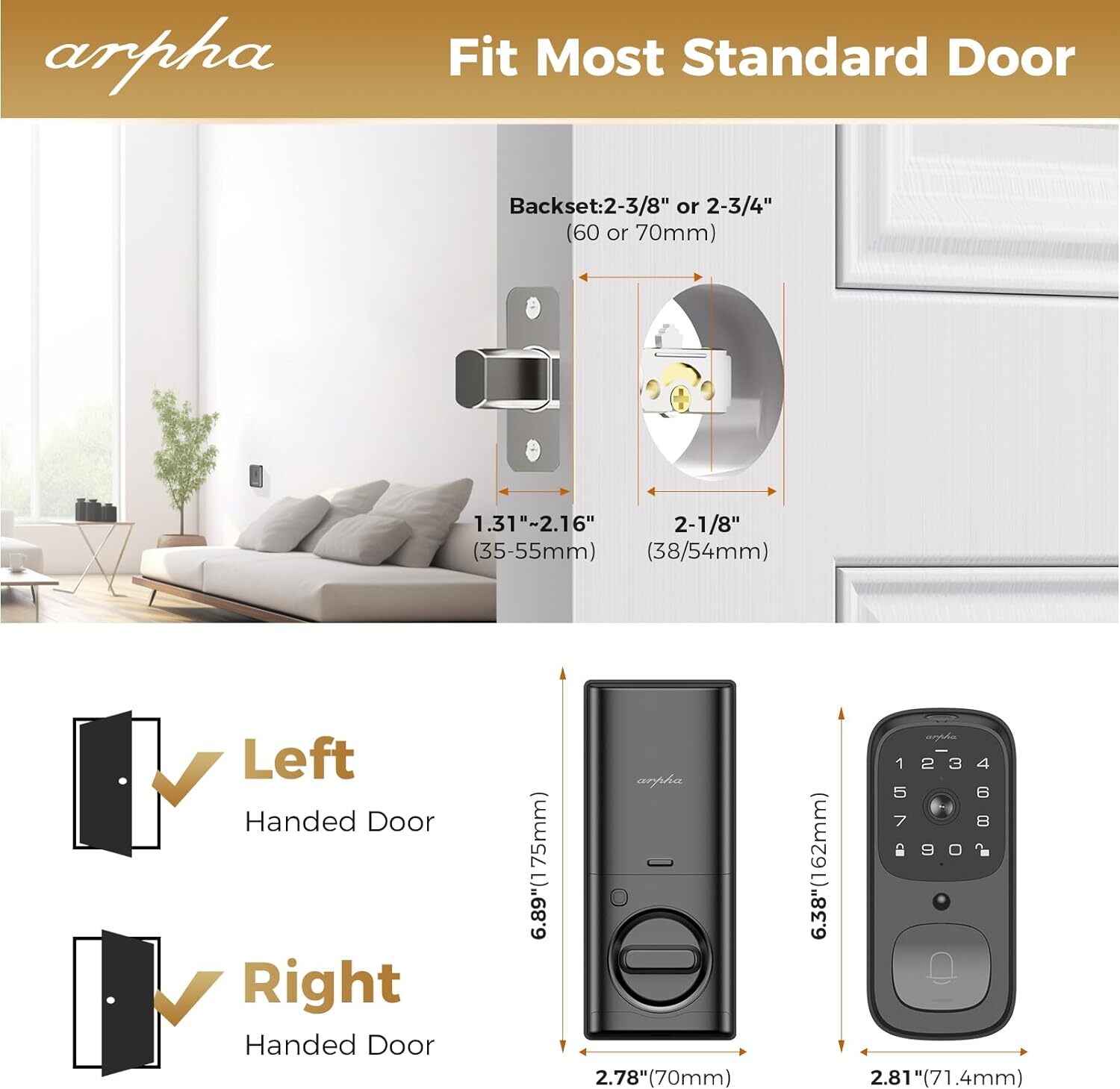 Smart Door Lock＆6 in 1 Video Camera+Doorbell+Fingerprint Keyless Entry Door Lock