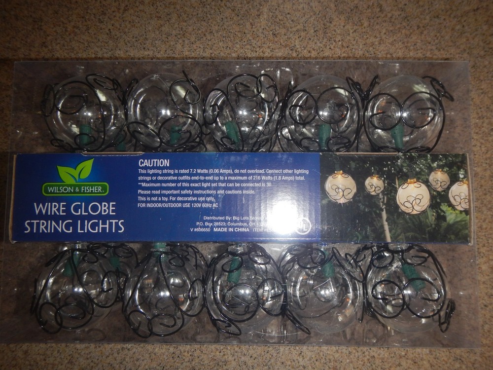 3 sets New LARGE Wire Globe string Lights 20 white lights wedding patio deck