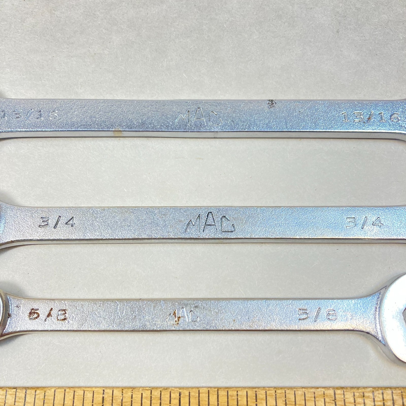 Mac Tools Combination Wrench Set 3 Pc 13/16" 3/4" 5/8" 6 Point CW Series USA