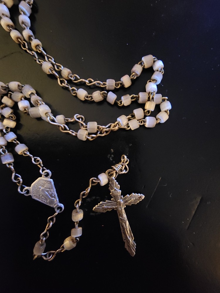 Vintage Rosary Glass Beads Stamped Italy Dainty 16.5"