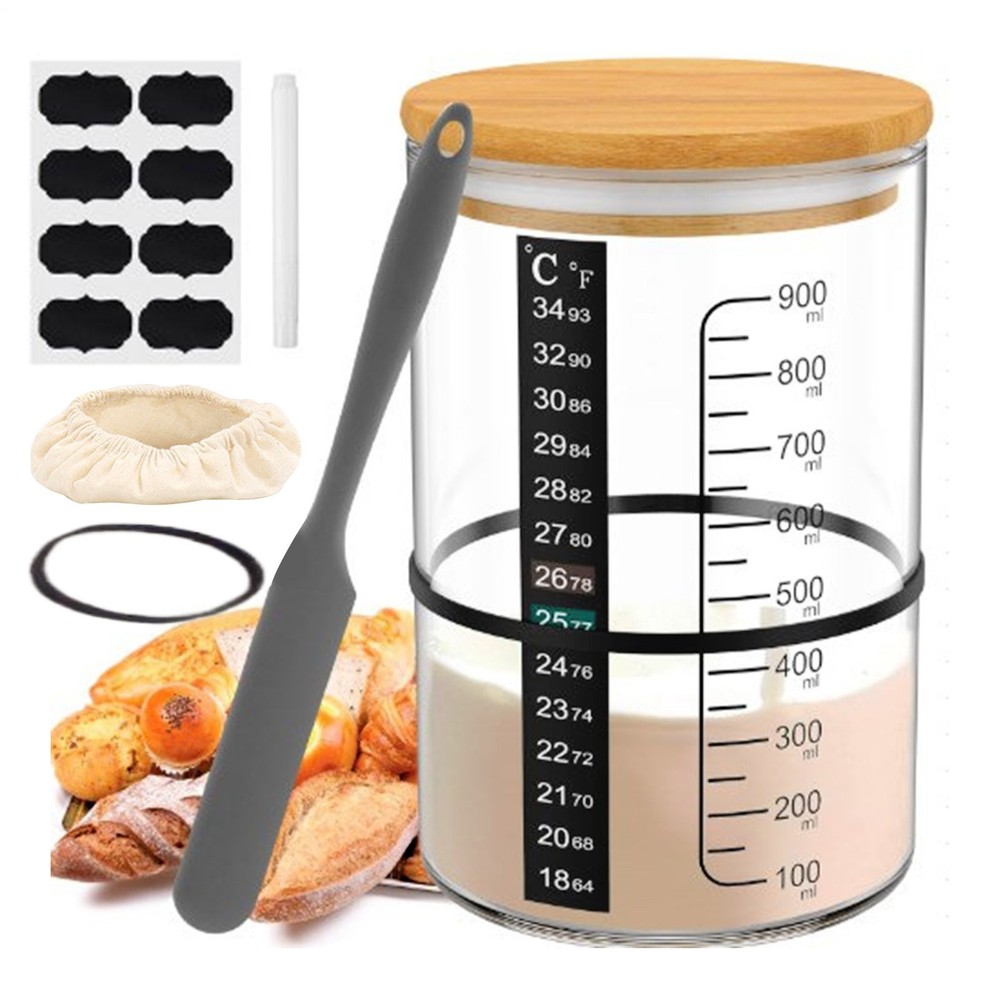 Bread Starter Jar Kitchen Fermentation Glass Set Multifunctional